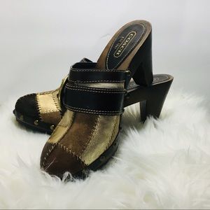 Coach Shoes | Leather Wedge Mules 3 Wedge Heels | Poshmark